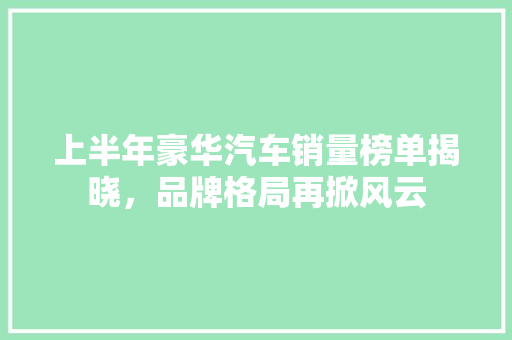 上半年豪华汽车销量榜单揭晓，品牌格局再掀风云