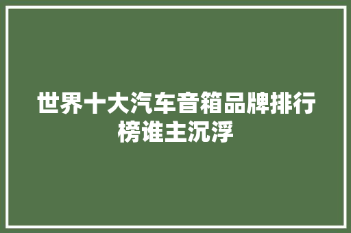 世界十大汽车音箱品牌排行榜谁主沉浮