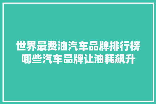 世界最费油汽车品牌排行榜哪些汽车品牌让油耗飙升  第1张