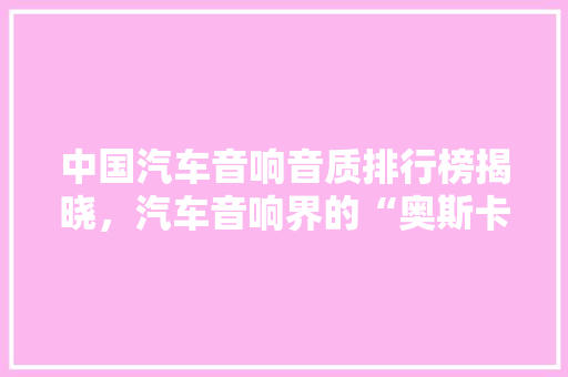 中国汽车音响音质排行榜揭晓，汽车音响界的“奥斯卡”