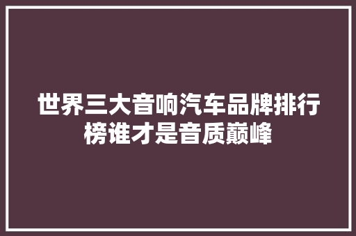 世界三大音响汽车品牌排行榜谁才是音质巅峰