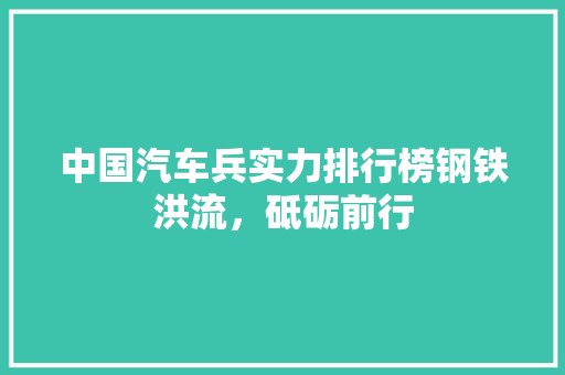 中国汽车兵实力排行榜钢铁洪流，砥砺前行