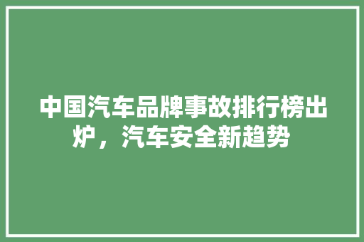 中国汽车品牌事故排行榜出炉，汽车安全新趋势