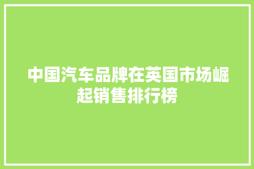 中国汽车品牌在英国市场崛起销售排行榜