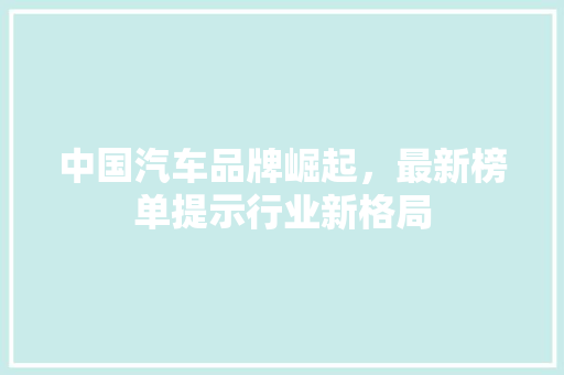 中国汽车品牌崛起，最新榜单提示行业新格局  第1张