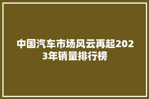 中国汽车市场风云再起2023年销量排行榜