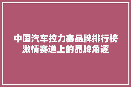 中国汽车拉力赛品牌排行榜激情赛道上的品牌角逐  第1张
