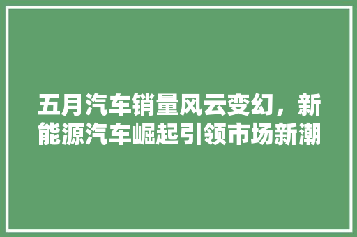 五月汽车销量风云变幻，新能源汽车崛起引领市场新潮流
