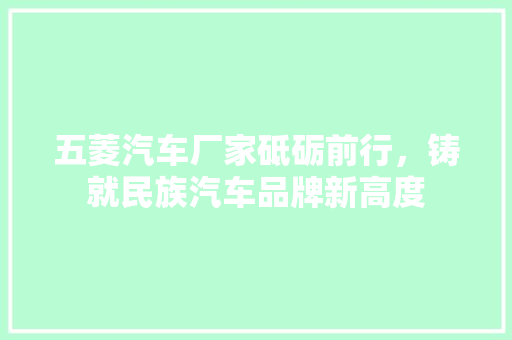 五菱汽车厂家砥砺前行，铸就民族汽车品牌新高度