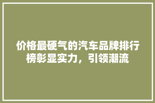 价格最硬气的汽车品牌排行榜彰显实力，引领潮流  第1张