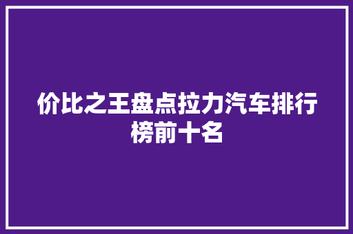 价比之王盘点拉力汽车排行榜前十名