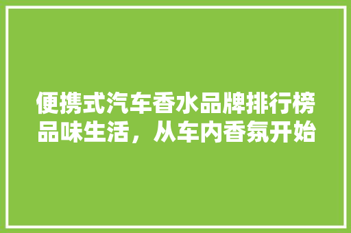便携式汽车香水品牌排行榜品味生活，从车内香氛开始