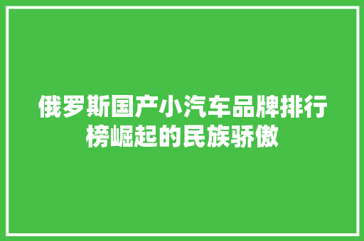 俄罗斯国产小汽车品牌排行榜崛起的民族骄傲