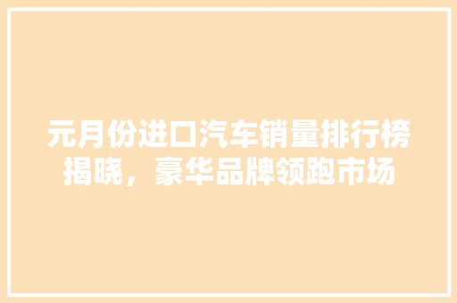 元月份进口汽车销量排行榜揭晓，豪华品牌领跑市场