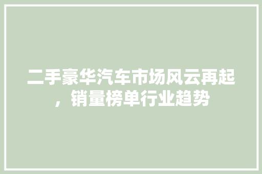 二手豪华汽车市场风云再起，销量榜单行业趋势