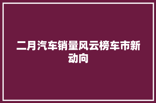 二月汽车销量风云榜车市新动向