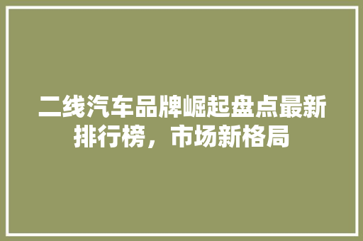 二线汽车品牌崛起盘点最新排行榜，市场新格局