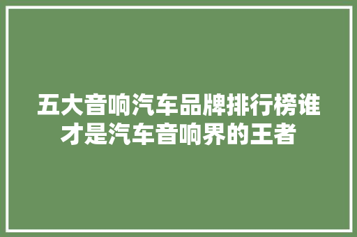 五大音响汽车品牌排行榜谁才是汽车音响界的王者