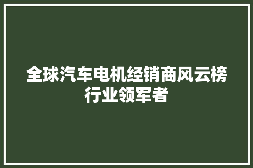全球汽车电机经销商风云榜行业领军者