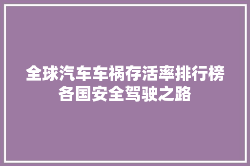 全球汽车车祸存活率排行榜各国安全驾驶之路