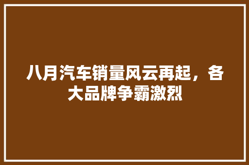八月汽车销量风云再起，各大品牌争霸激烈