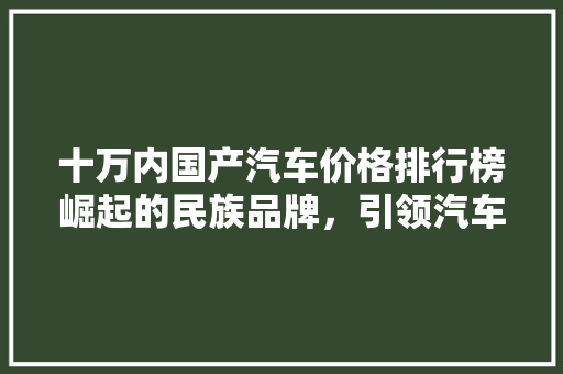 十万内国产汽车价格排行榜崛起的民族品牌，引领汽车市场新潮流