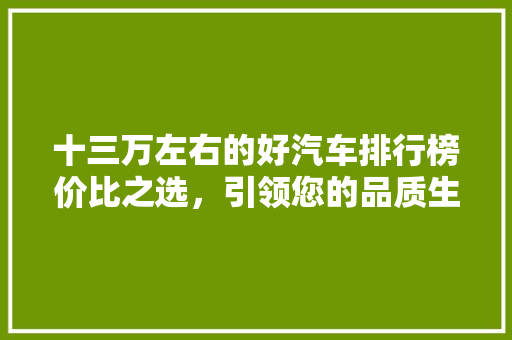 十三万左右的好汽车排行榜价比之选，引领您的品质生活