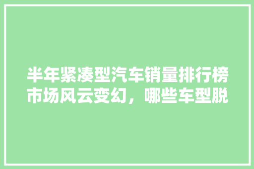 半年紧凑型汽车销量排行榜市场风云变幻，哪些车型脱颖而出
