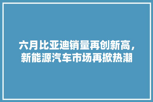 六月比亚迪销量再创新高，新能源汽车市场再掀热潮
