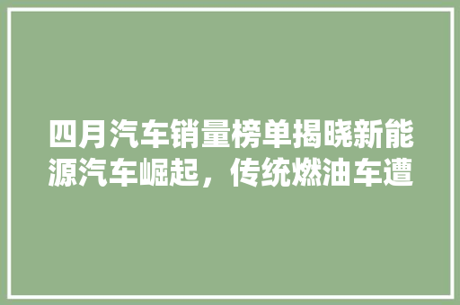 四月汽车销量榜单揭晓新能源汽车崛起，传统燃油车遭遇挑战