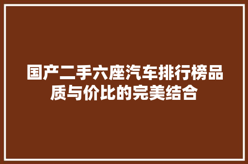 国产二手六座汽车排行榜品质与价比的完美结合  第1张