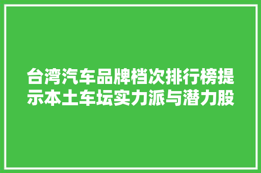 台湾汽车品牌档次排行榜提示本土车坛实力派与潜力股