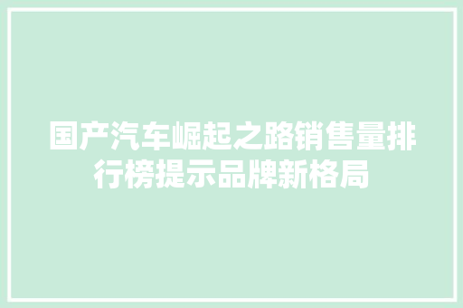 国产汽车崛起之路销售量排行榜提示品牌新格局  第1张