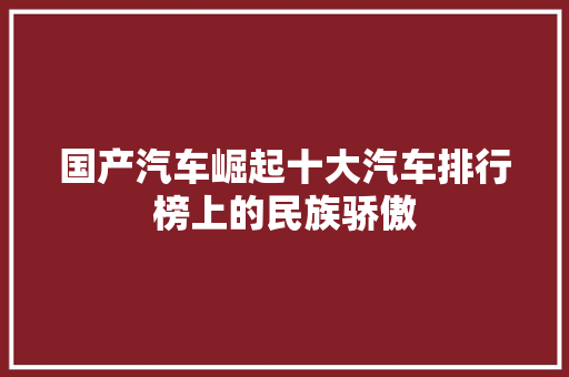 国产汽车崛起十大汽车排行榜上的民族骄傲