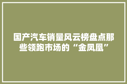 国产汽车销量风云榜盘点那些领跑市场的“金凤凰”