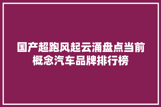国产超跑风起云涌盘点当前概念汽车品牌排行榜