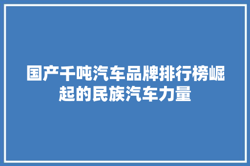 国产千吨汽车品牌排行榜崛起的民族汽车力量  第1张