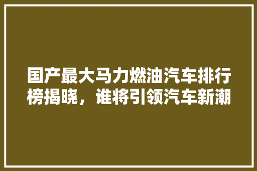 国产最大马力燃油汽车排行榜揭晓，谁将引领汽车新潮流  第1张