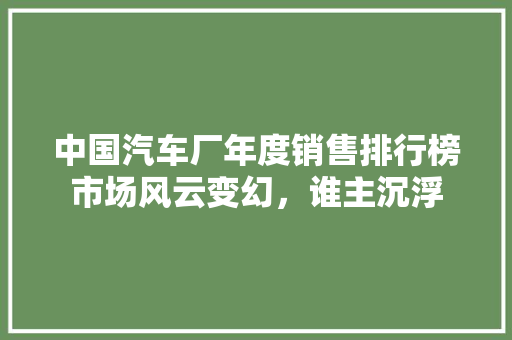 中国汽车厂年度销售排行榜市场风云变幻，谁主沉浮  第1张