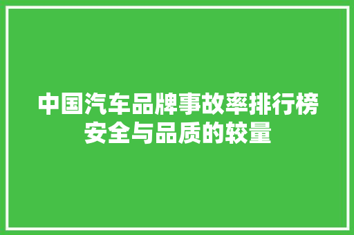 中国汽车品牌事故率排行榜安全与品质的较量