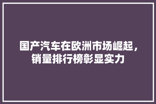 国产汽车在欧洲市场崛起，销量排行榜彰显实力