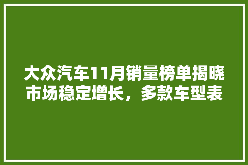 大众汽车11月销量榜单揭晓市场稳定增长，多款车型表现抢眼