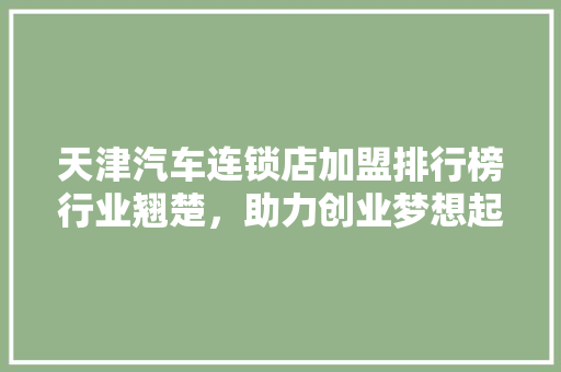 天津汽车连锁店加盟排行榜行业翘楚，助力创业梦想起飞