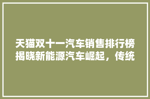 天猫双十一汽车销售排行榜揭晓新能源汽车崛起，传统车企面临挑战  第1张