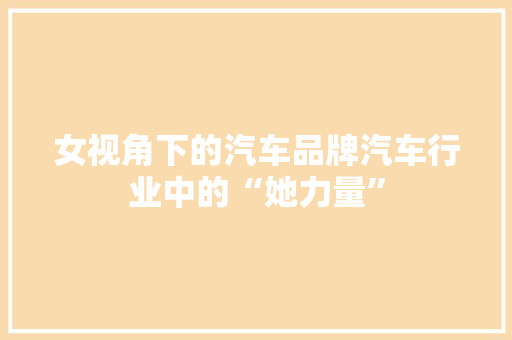 女视角下的汽车品牌汽车行业中的“她力量”  第1张