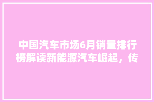 中国汽车市场6月销量排行榜解读新能源汽车崛起，传统车市竞争加剧