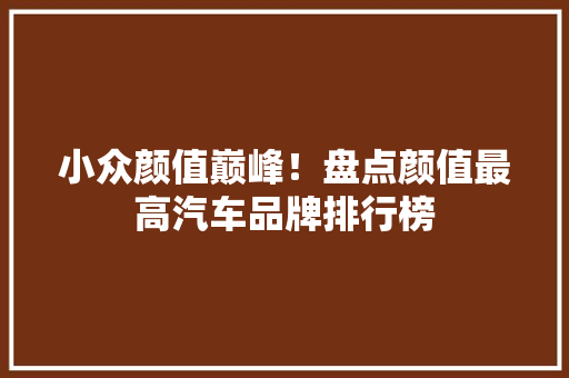小众颜值巅峰！盘点颜值最高汽车品牌排行榜