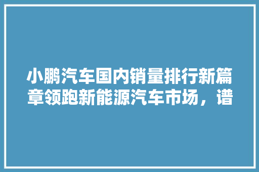 小鹏汽车国内销量排行新篇章领跑新能源汽车市场，谱写智能出行新纪元