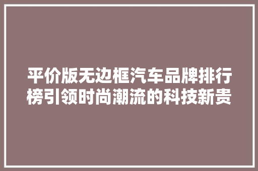 平价版无边框汽车品牌排行榜引领时尚潮流的科技新贵
