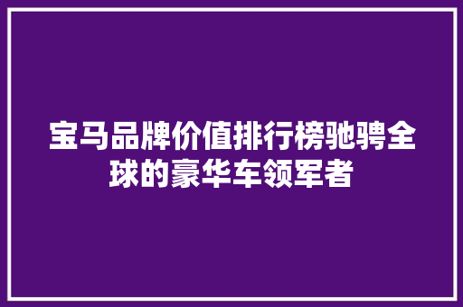 宝马品牌价值排行榜驰骋全球的豪华车领军者